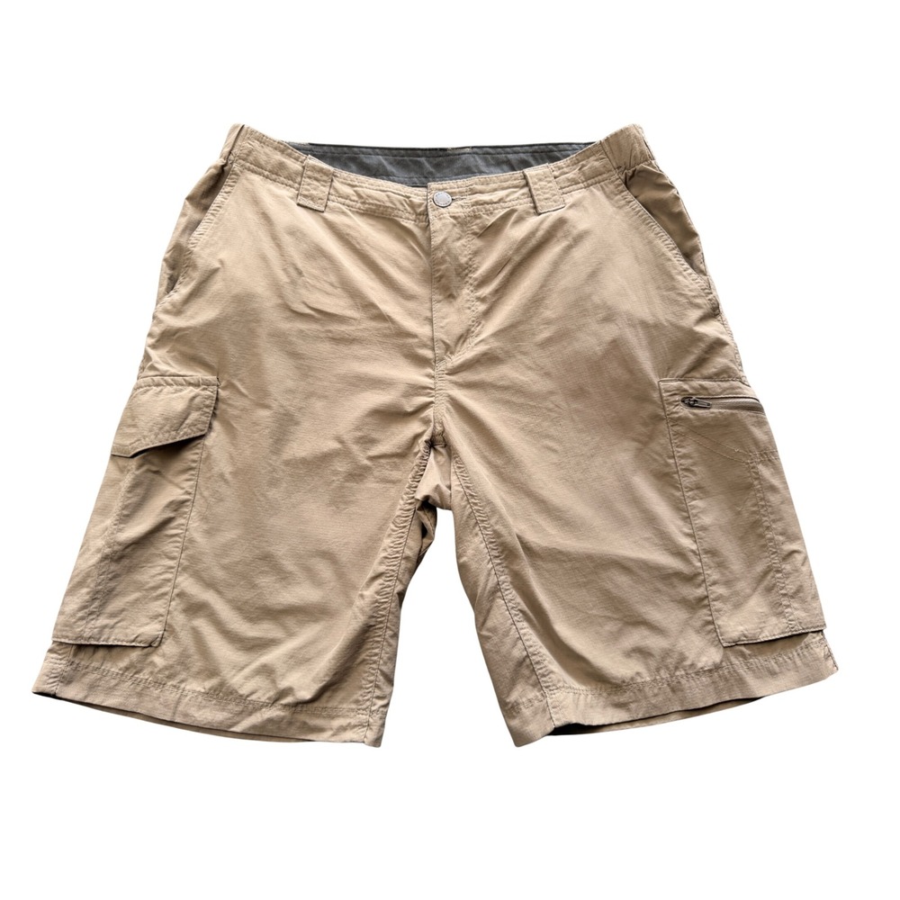 Columbia Silver Ridge Cargo Shorts Mens 32 Tan Khaki‎ Hiking Ripstop Nylon